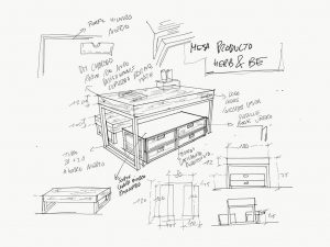 Herb&Be proyecto integral de diseño y construcción de tienda - Bocetos 1