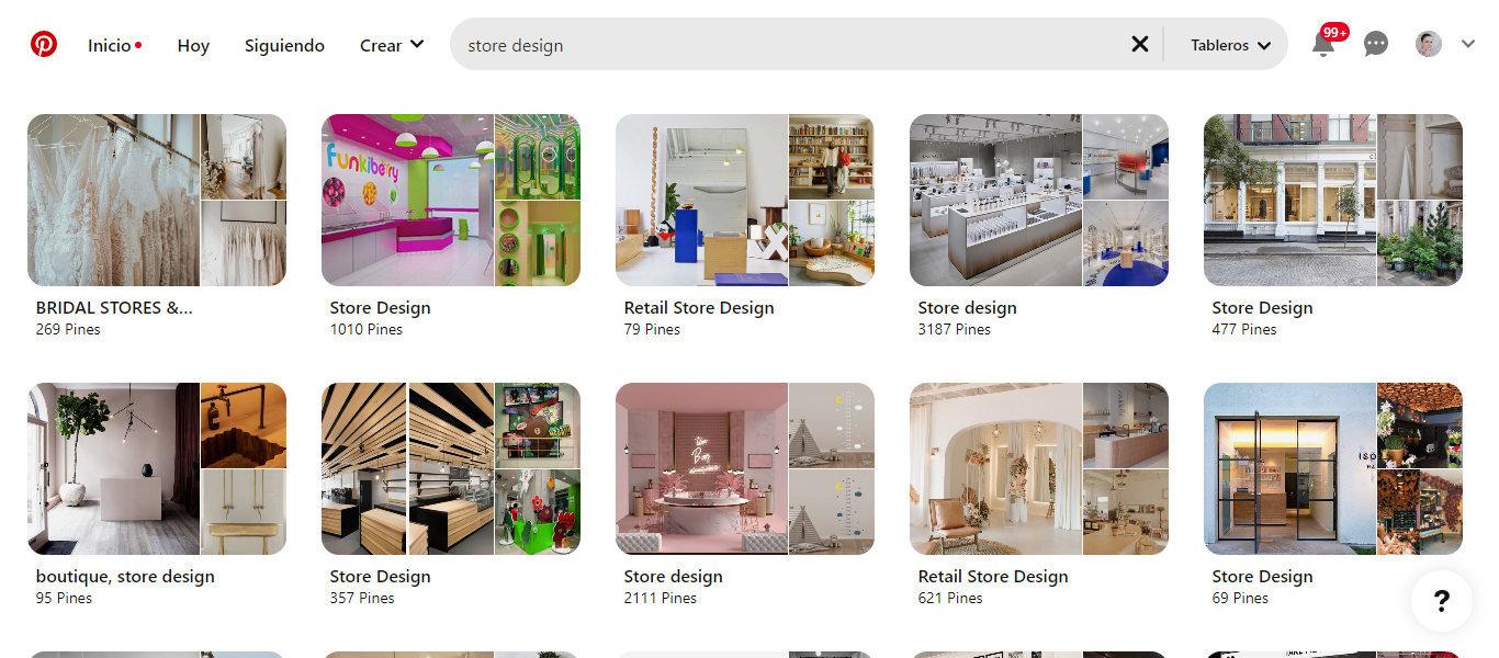 Fuentes de inspiración para crear diseño retail Pinterest 